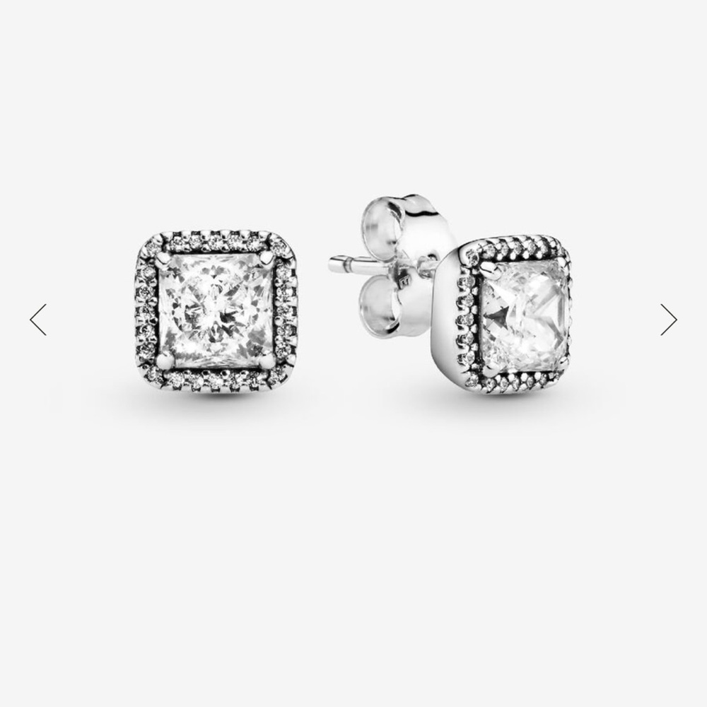 Square Sparkle Halo Stud Earrings
Sterling silver